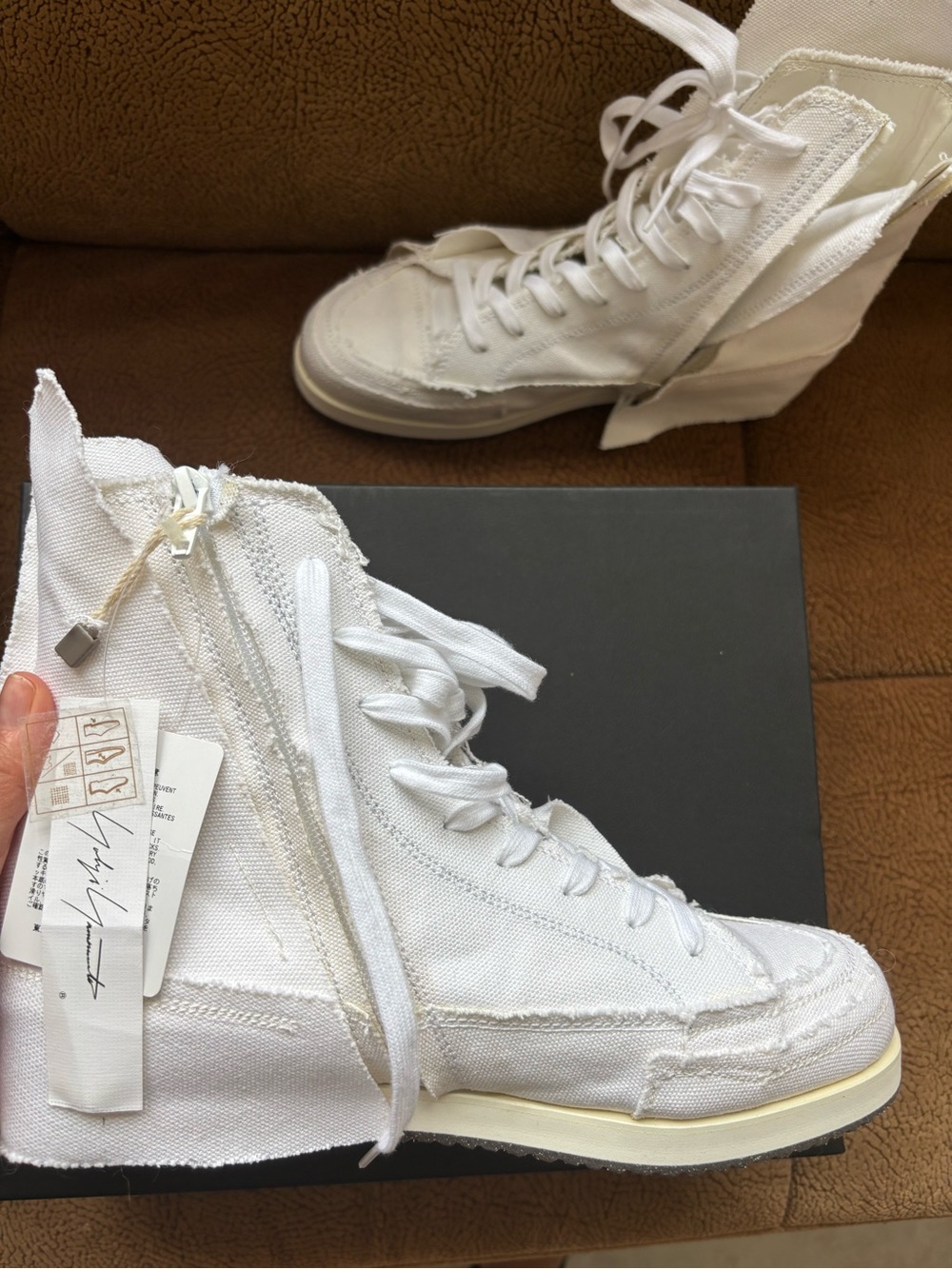 Yodji Yamamoto White Canvas High-Top Sneakers
